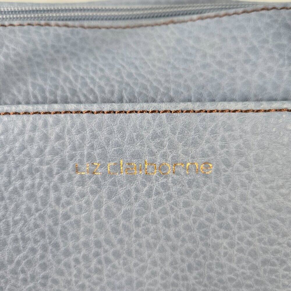 Liz Claiborne Blue Tote Bag with Brown Straps - Picture 5 of 11